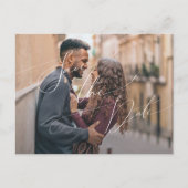 Whimsical Minimalist Script Photo Save the Date Uitnodiging Briefkaart (Voorkant)