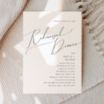 Whimsical Minimalist Script Rehearsal Dinner Kaart<br><div class="desc">Deze grillige, minimalistische uitnodiging voor een repetitief diner is perfect voor je klassieke eenvoudige zwarte en witte, minimale moderne boho-repetitie diner. Het ontwerp biedt elegante, delicate en romantische handgeschreven kalligrafie met een formele shabby chic typografie. De blik zal goed gaan met om het even welk trouwseizoen: lente, zomer, herfst, of...</div>