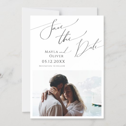 Whimsical Minimalist Script Save the Date Magnetische Uitnodiging (Voorkant)