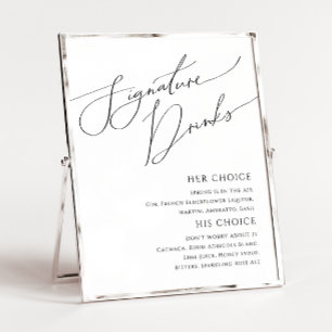 Whimsical Minimalist Script Signature Drinken Sign Poster