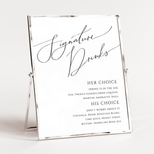 Whimsical Minimalist Script Signature Drinken Sign Poster