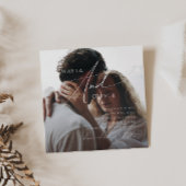 Whimsical Minimalist Script Square Photo Weddensch Kaart
