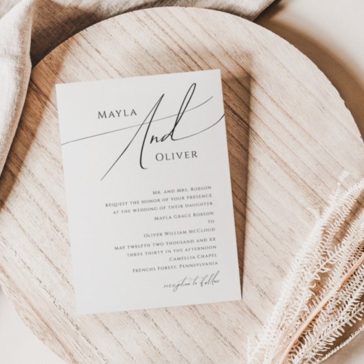 Whimsical Minimalist Script Traditional Wedding Kaart