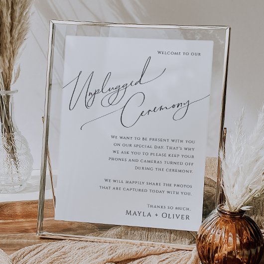 Whimsical Minimalist Script Unplugged Ceremony Poster