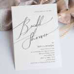 Whimsical Minimalist Script Vrijgezellenfeest Kaart<br><div class="desc">Deze whimsical minimalist script bridal doucheuitnodiging is perfect voor je klassieke eenvoudige zwarte en witte, minimale moderne boho bridal douche. Het ontwerp biedt elegante, delicate en romantische handgeschreven kalligrafie met een formele shabby chic typografie. De blik zal goed gaan met om het even welk trouwseizoen: lente, zomer, herfst, of winter!...</div>