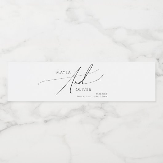 Whimsical Minimalist Script Water Bottle Label Waterfles Etiket (Enkel label)