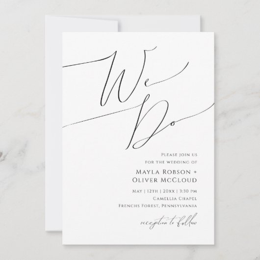 Whimsical Minimalist Script we Weduwen Kaart (Voorkant)