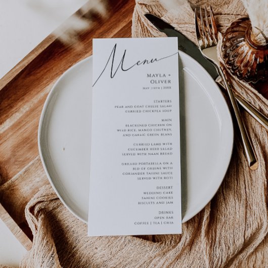 Whimsical Minimalist Script Weddenrennen Menu