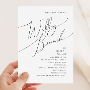 Whimsical Minimalist Script Wedding Brunch Kaart
