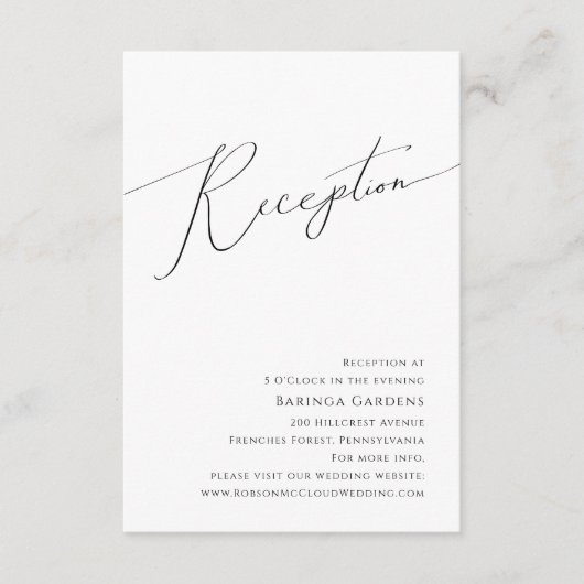 Whimsical Minimalist Script Wedding Reception Kaar Informatiekaartje (Voorkant)