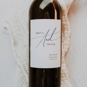 Whimsical Minimalist Script Wedding Wijn Etiket