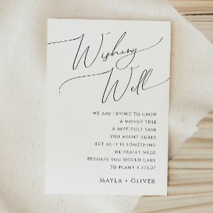 Whimsical Minimalist Script Wedding Wishing Good Informatiekaartje