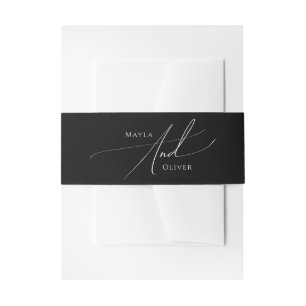 Whimsical Minimalist Script Zwart Uitnodigingen Wikkel