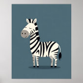 Whimsical Minimalist Zebra Nursery Art Poster (Voorkant)