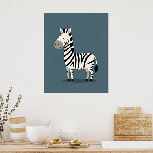 Whimsical Minimalist Zebra Nursery Art Poster (Keuken)