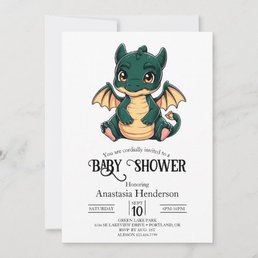 Whimsical Minimalistisch Digitaal Draak Baby showe Kaart (Voorkant)