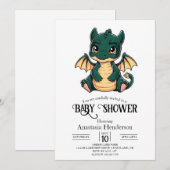 Whimsical Minimalistisch Digitaal Draak Baby showe Kaart (Voorkant / Achterkant)
