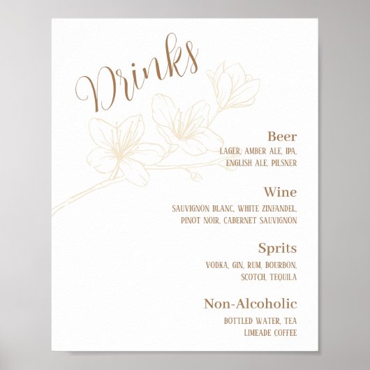 Whimsical Minimalistisch Schrift Trouw Drankmenu Poster (Voorkant)