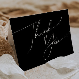 Whimsical-minimalistisch script Black Folded Bedankkaart
