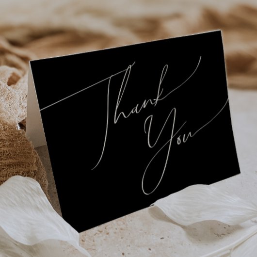 Whimsical-minimalistisch script | Black Folded Bedankkaart