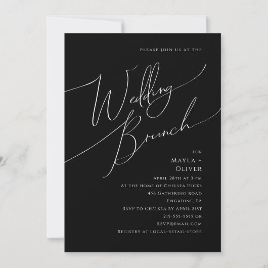 Whimsical-minimalistisch script | Black Wedding Br Kaart (Voorkant)