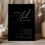 Whimsical-minimalistisch script | Casual zwart huw Kaart<br><div class="desc">Dit slimme minimalistische script | zwarte casual trouwuitnodiging is perfect voor je klassieke, eenvoudige zwarte en witte, moderne boho bruiloft. Het ontwerp biedt elegante, delicate en romantische handgeschreven kalligrafie met een formele shabby chic typografie. De blik zal goed gaan met om het even welk trouwseizoen: lente, zomer, herfst, of winter!...</div>