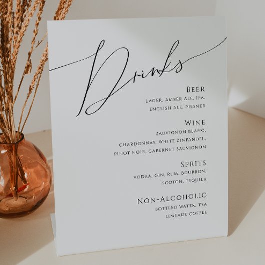 Whimsical-minimalistisch script | Menu Drinken bru Reclamebord Met Voetstuk