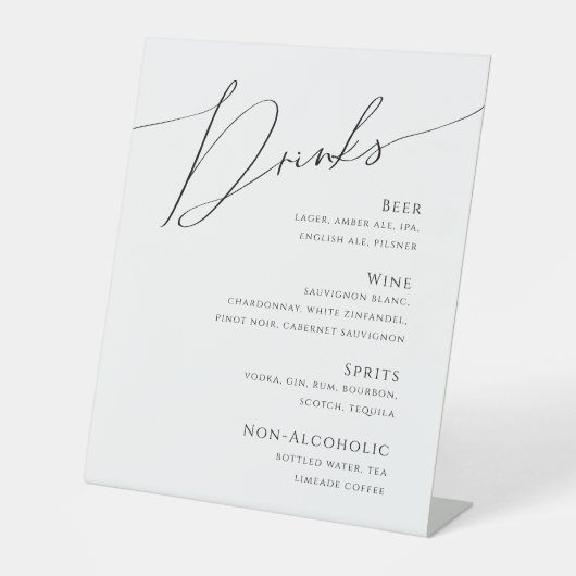 Whimsical-minimalistisch script | Menu Drinken bru Reclamebord Met Voetstuk (Voorkant)