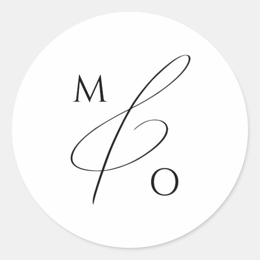 Whimsical-minimalistisch Script-monogram Ronde Sticker (Voorkant)