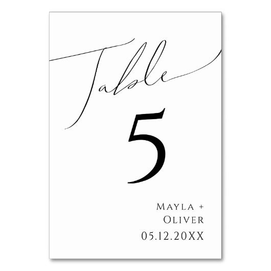 Whimsical-minimalistisch script | Tabelnummer Kaart (Voorkant)