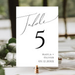 Whimsical-minimalistisch script | Tabelnummer Kaart<br><div class="desc">Dit slimme minimalistische script | Tafelnummer is perfect voor je klassieke, eenvoudige zwarte en witte, moderne boho bruiloft. Het ontwerp biedt elegante, delicate en romantische handgeschreven kalligrafie met een formele shabby chic typografie. De blik zal goed gaan met om het even welk trouwseizoen: lente, zomer, herfst, of winter! Het product...</div>