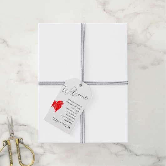 Whimsical-minimalistisch script | Welkomstcadeau v Cadeaulabel (Met Touw)