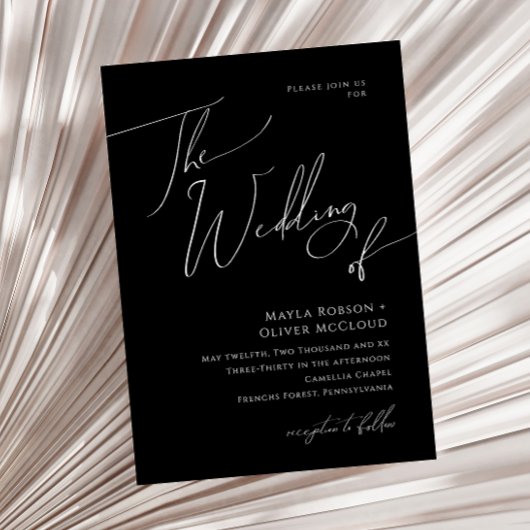 Whimsical-minimalistisch script | Zwart huwelijk v Kaart