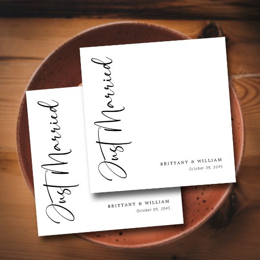 Whimsical Minimalistisch Script: Zwart & Wit Bruil Servet
