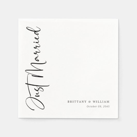 Whimsical Minimalistisch Script: Zwart & Wit Bruil Servet (Voorkant)