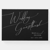 Whimsical-minimalistisch script | Zwarte bruiloft Gastenboek (Voorkant)