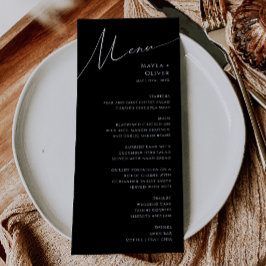 Whimsical-minimalistisch script | Zwarte bruiloft Menu
