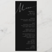 Whimsical-minimalistisch script | Zwarte bruiloft Menu (Voorkant)