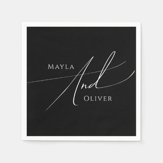 Whimsical-minimalistisch script | Zwarte bruiloft Servet (Voorkant)