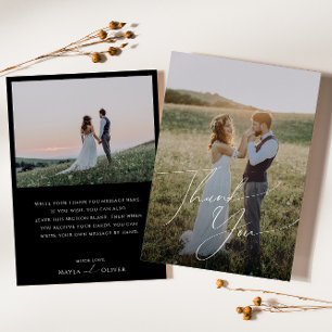 Whimsical-minimalistisch script   Zwarte platte fo Bedankkaart