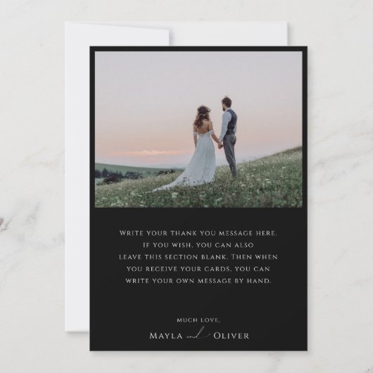 Whimsical-minimalistisch script | Zwarte platte fo Bedankkaart (Achterkant)