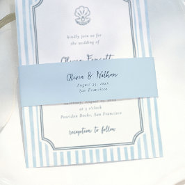 Whimsical Minimalistische Blauwe Calligrafie Bruil Uitnodigingen Wikkel