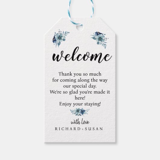 Whimsical Minimalistische Bloemige Trouw Welkom Cadeaulabel (Voorkant)