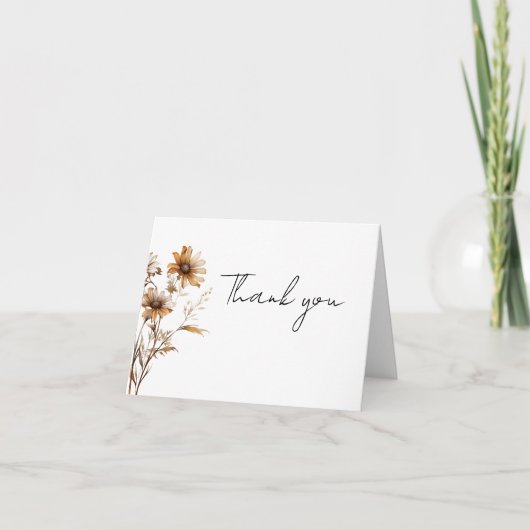 Whimsical minimalistische Boho Wildflower bruiloft Bedankkaart (Voorkant)
