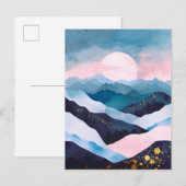 Whimsical Minimalistische Gold Mountain Waterverf Aankondigingskaart (Voorkant / Achterkant)