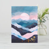 Whimsical Minimalistische Gold Mountain Waterverf Feestdagenkaart (Staand voorkant)