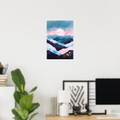 Whimsical Minimalistische Gold Mountain Waterverf Poster (Thuiskantoor)