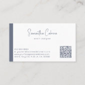 Whimsical minimalistische kalligrafie op blauw gri visitekaartje (Achterkant)