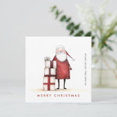 Whimsical minimalistische kerstman bedrijf feestdagenkaart (Staand voorkant)