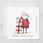 Whimsical minimalistische kerstman bedrijf feestdagenkaart (Voorkant)